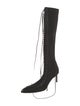 Givenchy Nylon Leather Trim Embellishment Lace-Up Boots