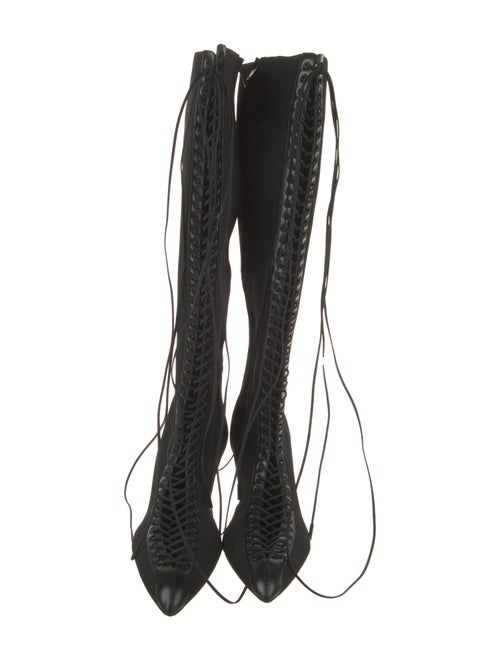 Givenchy Nylon Leather Trim Embellishment Lace-Up Boots