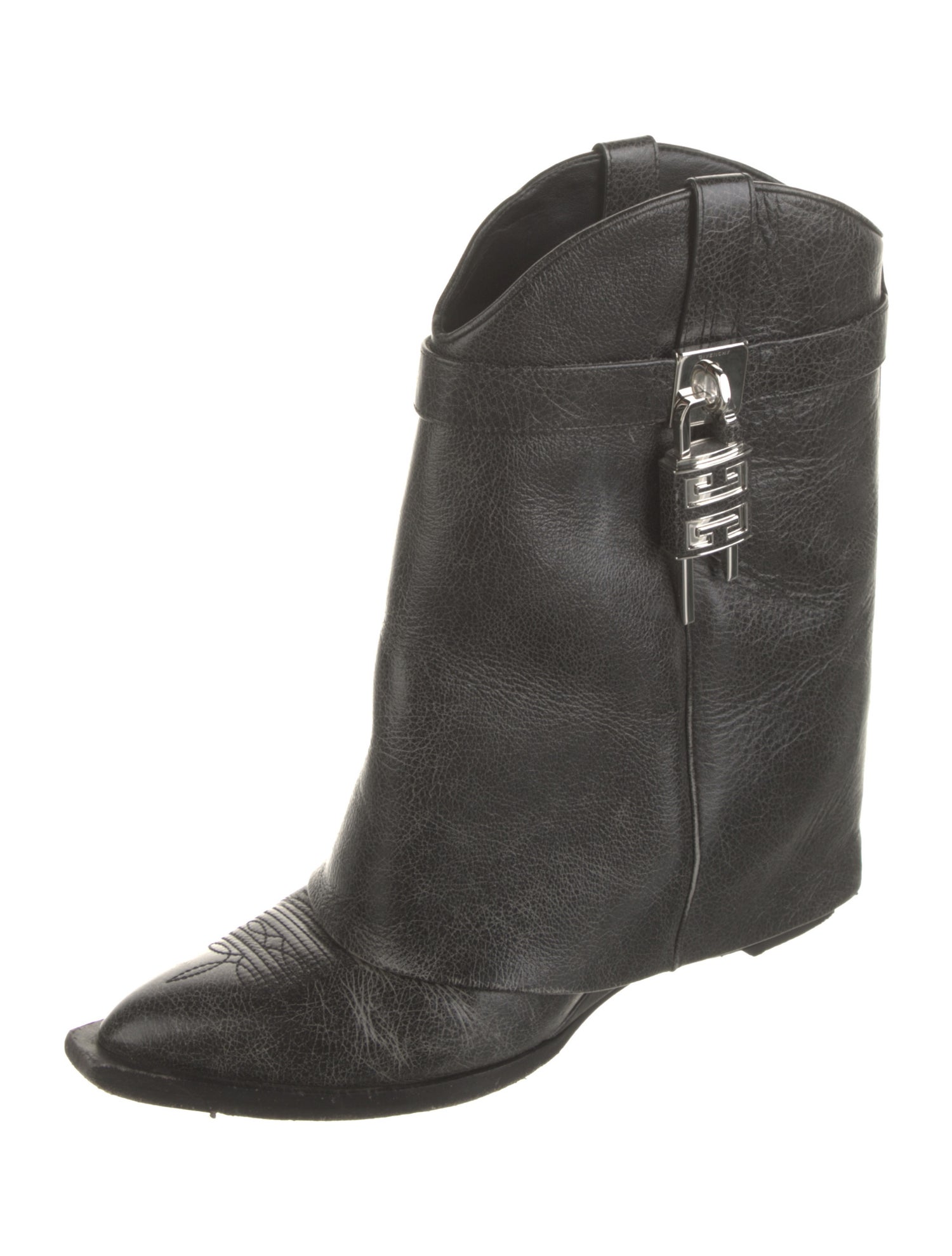 Givenchy Leather Embroidered Accent Western Boots