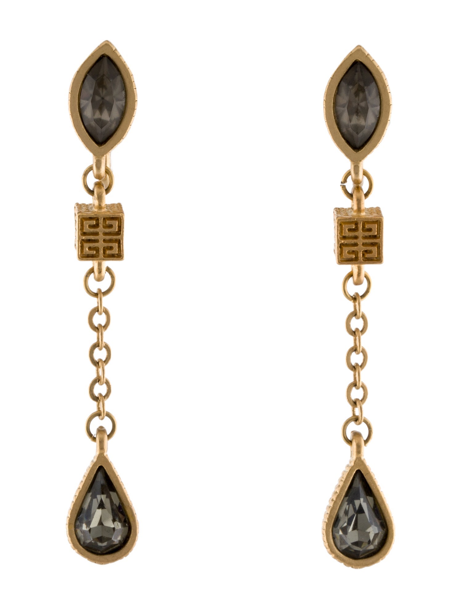 Givenchy Vintage Crystal Clip-On Drop Earrings