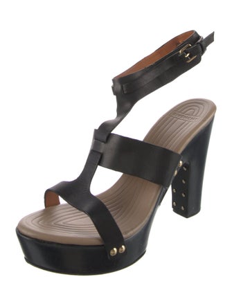 Givenchy Leather Studded Accents T-Strap Sandals