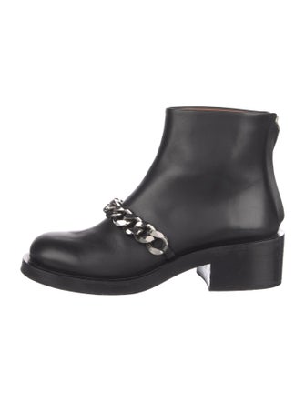 Givenchy Leather Chain-Link Accents Combat Boots