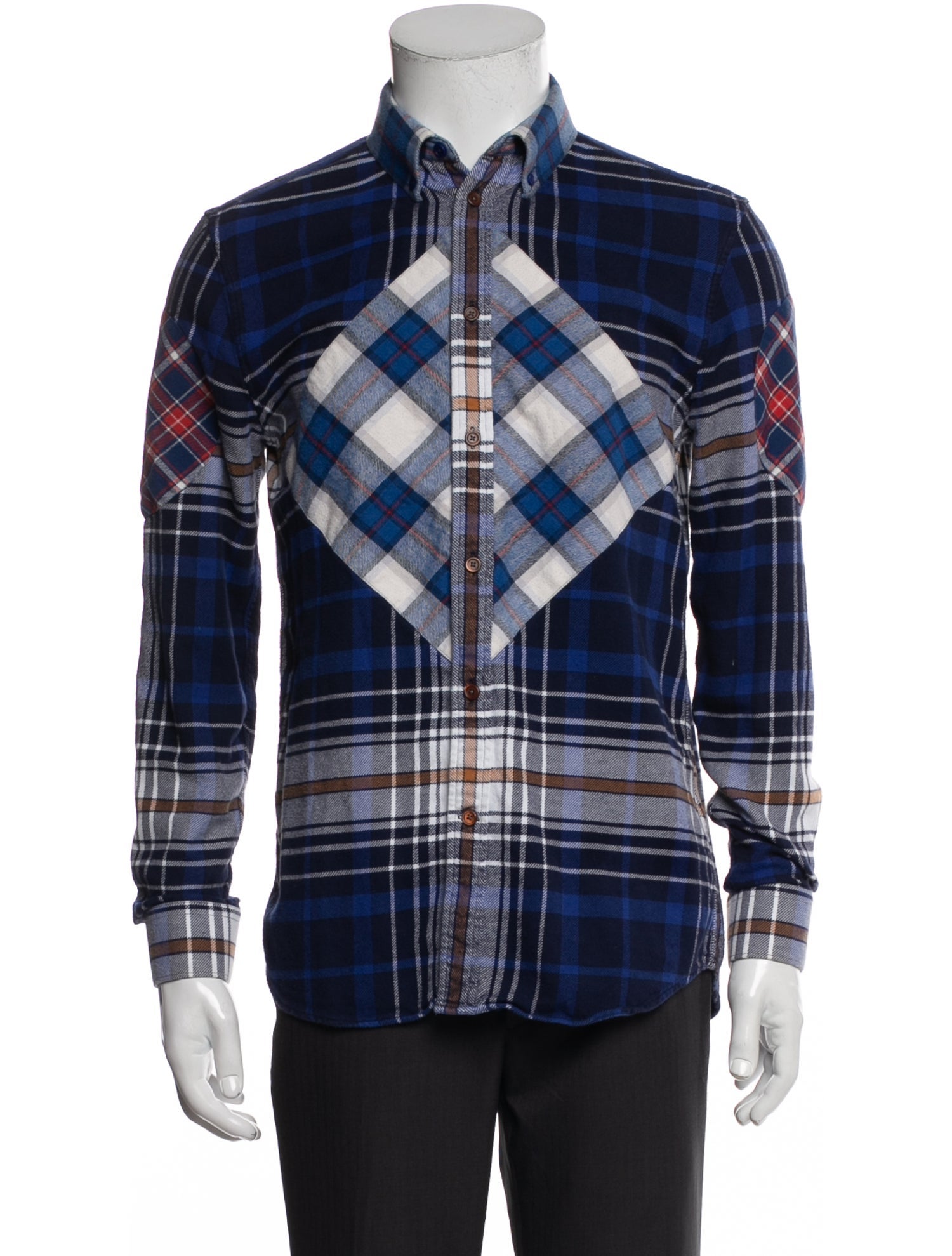Givenchy Plaid Print Long Sleeve Western Shirt