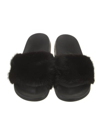 Givenchy Fur Faux Fur Trim Slides