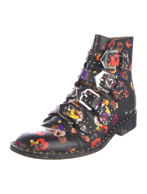 Givenchy Leather Floral Print Combat Boots