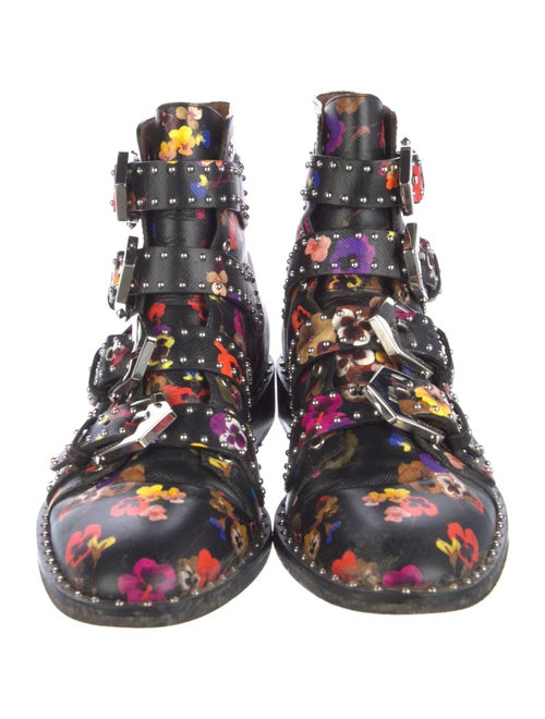 Givenchy Leather Floral Print Combat Boots
