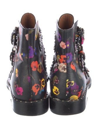 Givenchy Leather Floral Print Combat Boots