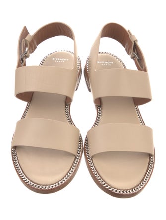 Givenchy Leather Chain-Link Accents Slingback Sandals