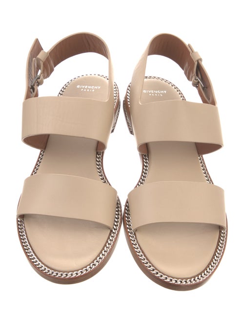 Givenchy Leather Chain-Link Accents Slingback Sandals