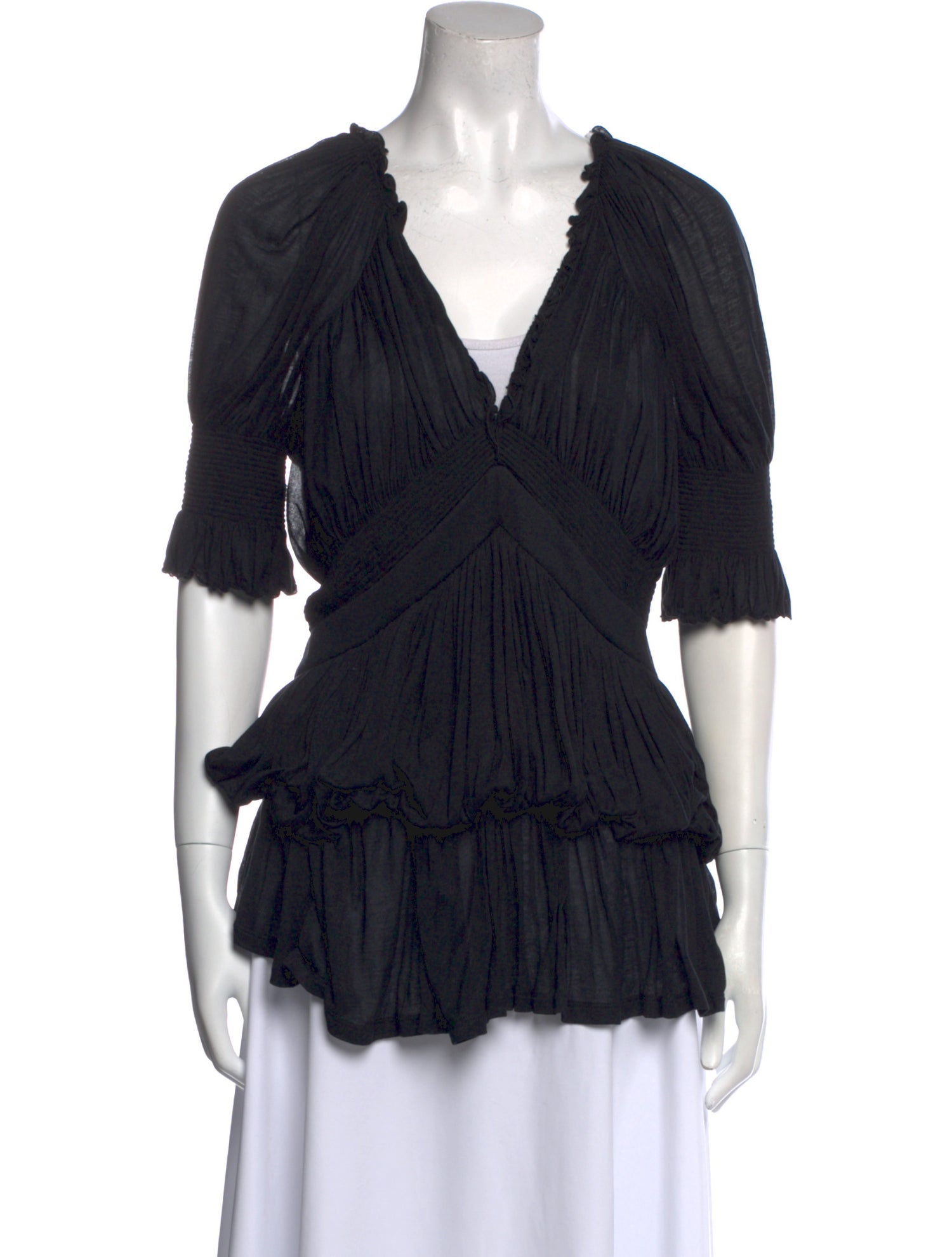 Givenchy V-Neck Short Sleeve Blouse