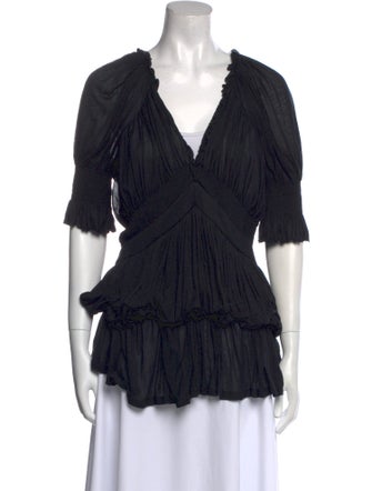 Givenchy V-Neck Short Sleeve Blouse