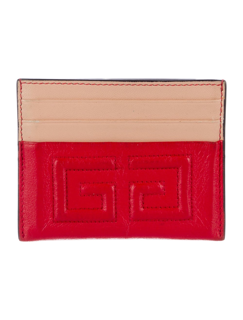 Givenchy Card Holder Neutrals & Red Leather Print… - image 1