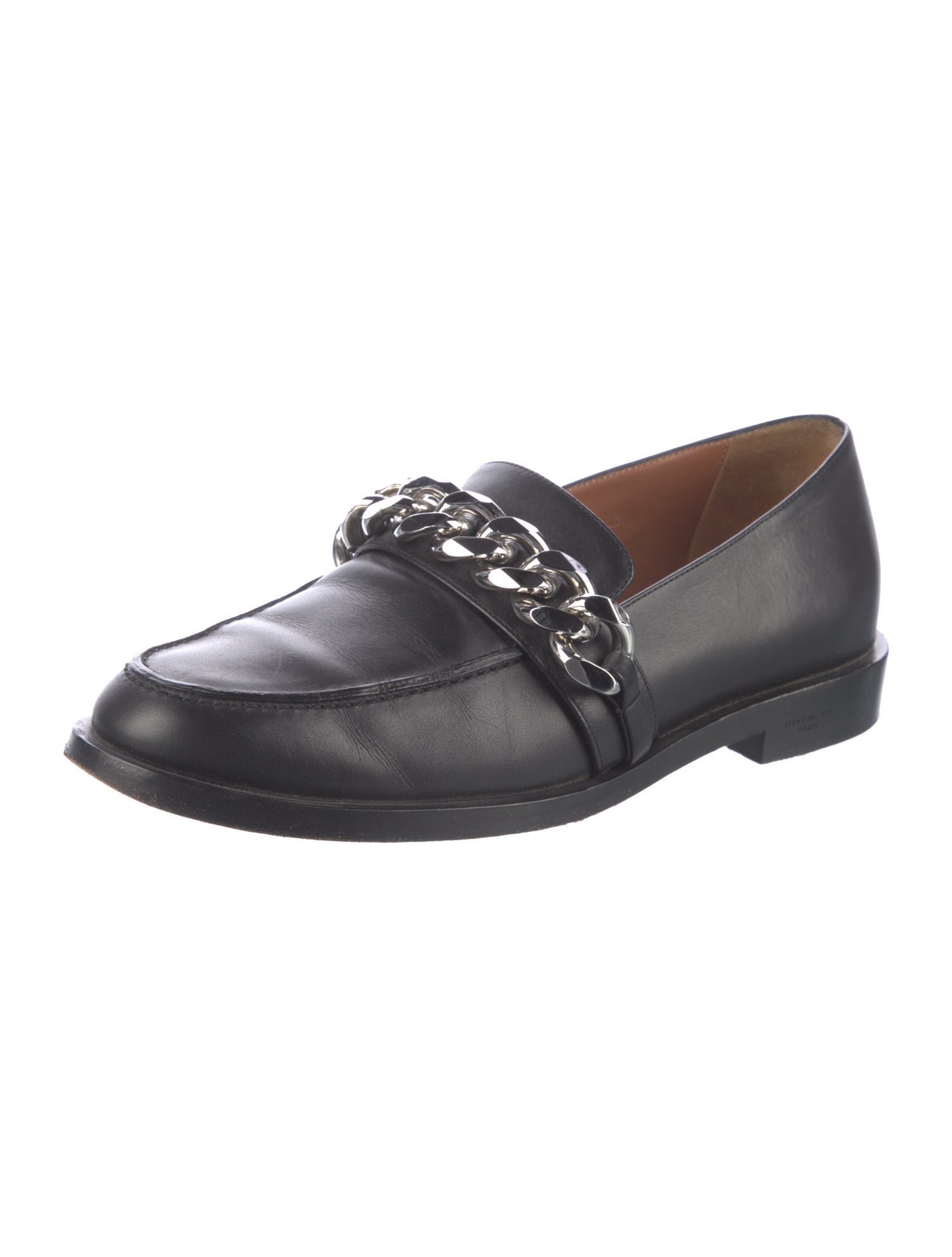 Givenchy Leather Chain-Link Accents Loafers
