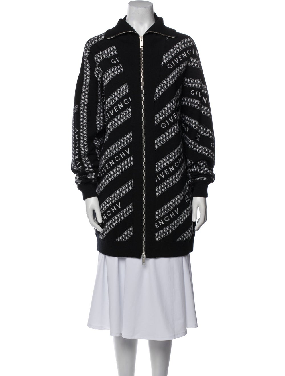 Givenchy Wool Jacket Black Printed Stand Collar - image 1