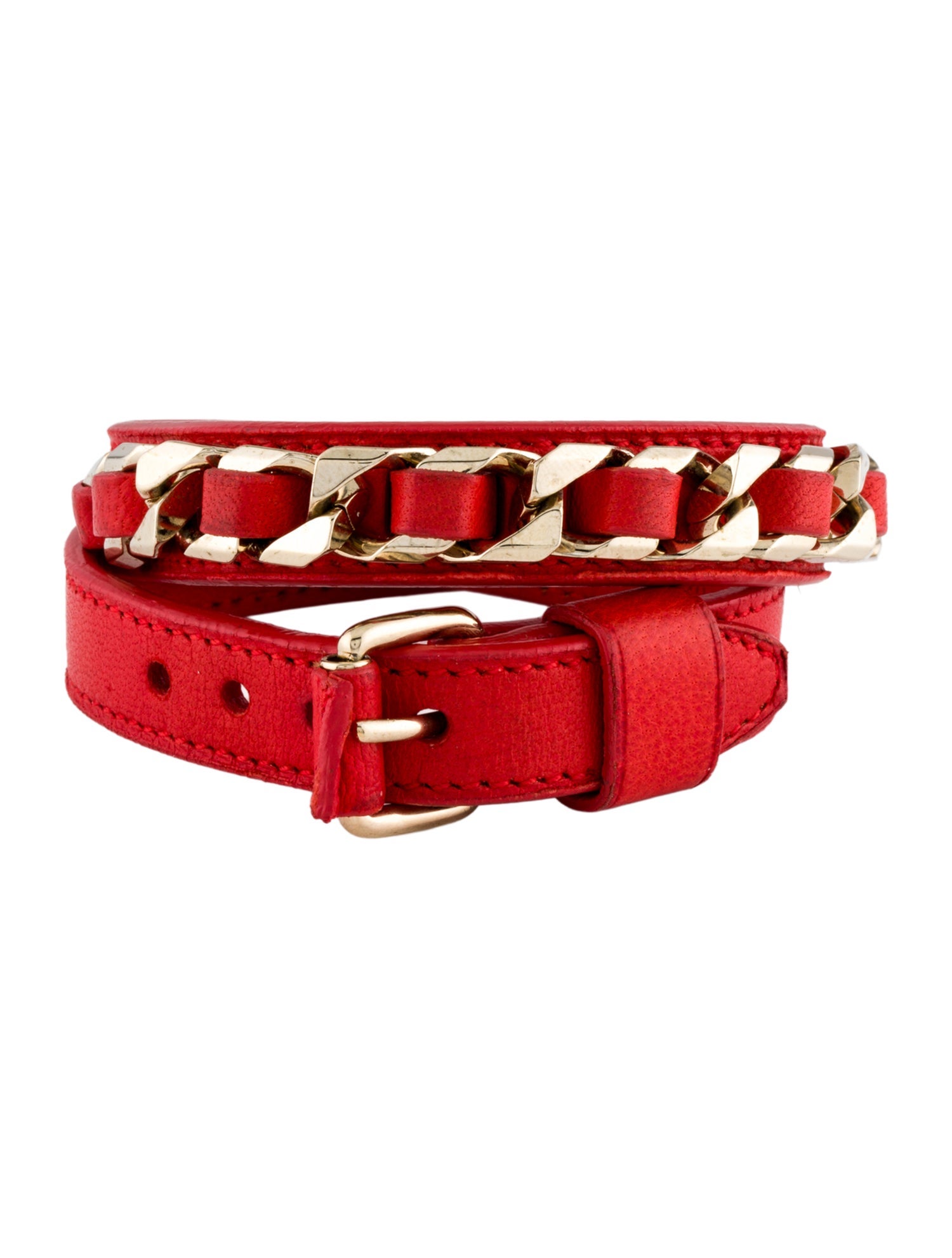 Givenchy Leather Curb Link Wrap Bracelet