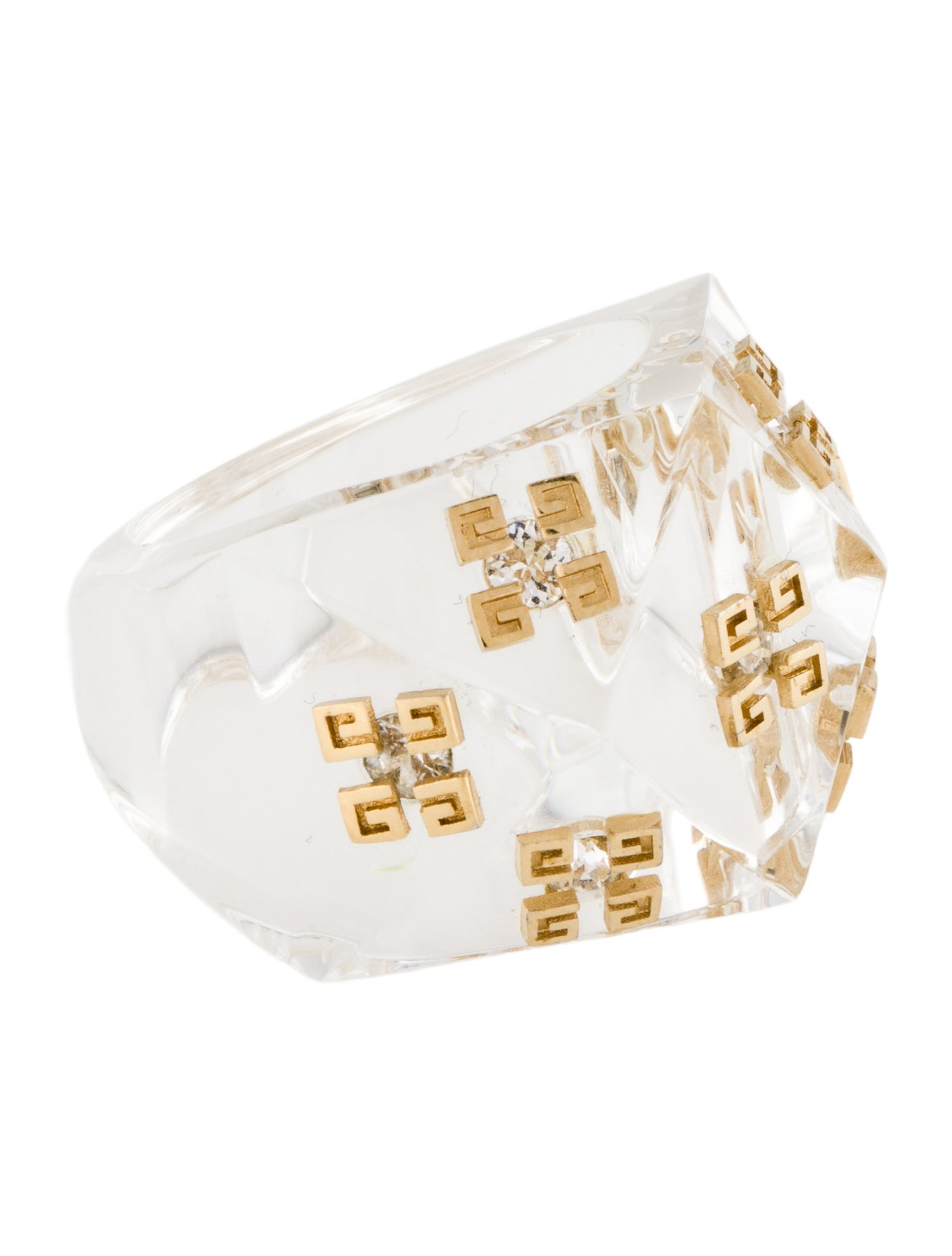Givenchy Crystal & Resin 4G Plumetis Ring