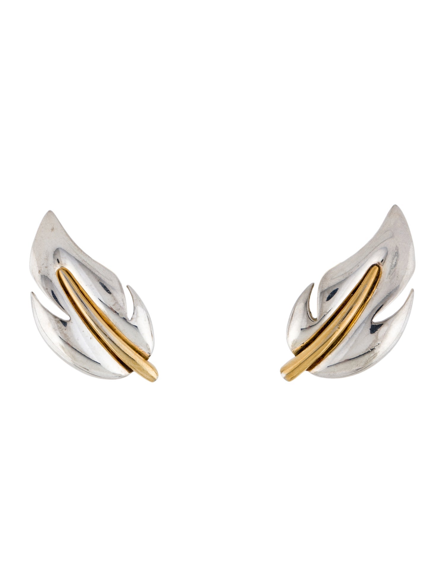 Givenchy Vintage Two-Tone Leaf Clip On Earrings
