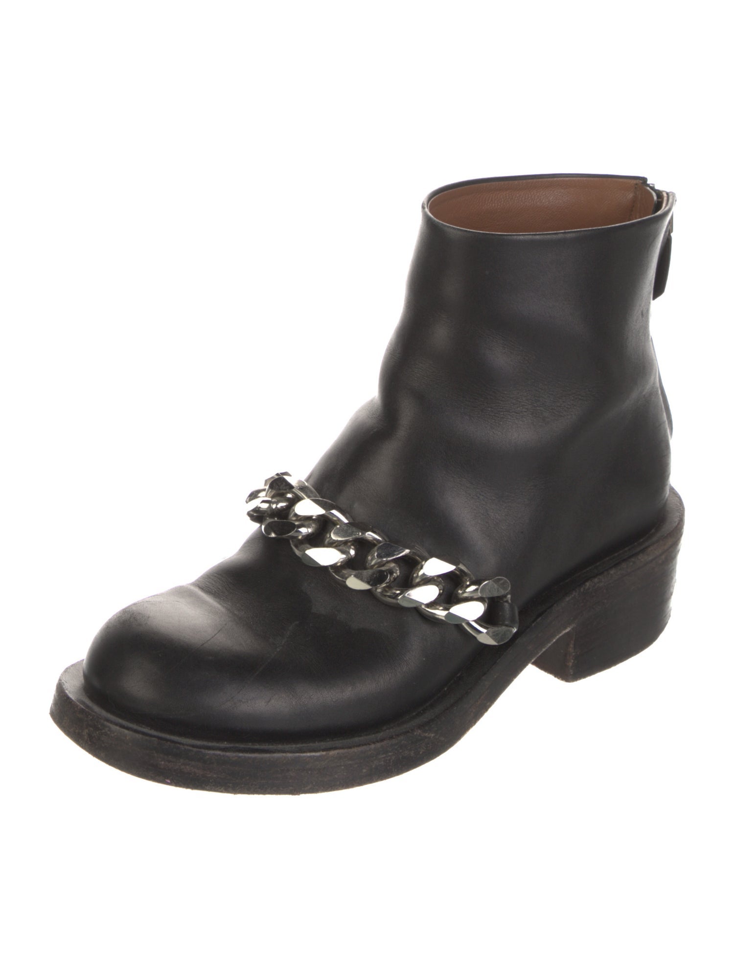 Givenchy Leather Chain-Link Accents Combat Boots