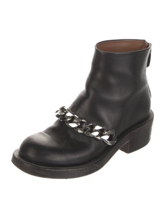 Givenchy Leather Chain-Link Accents Combat Boots