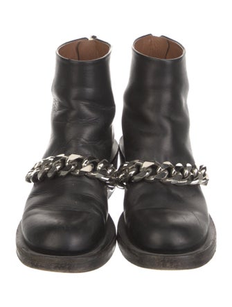 Givenchy Leather Chain-Link Accents Combat Boots