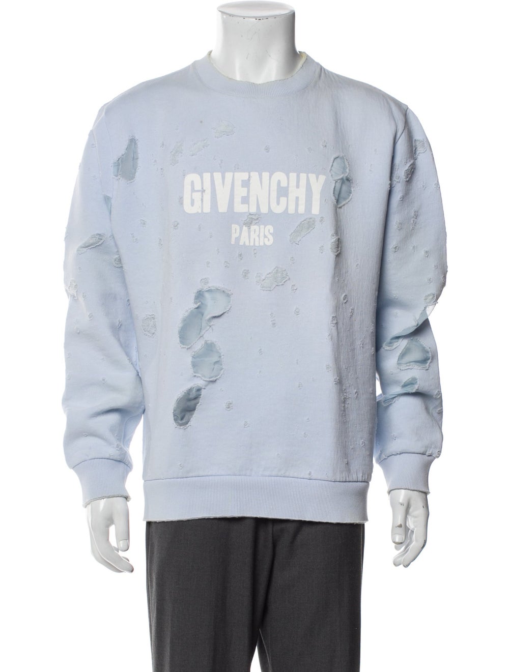 Givenchy Pullover Blue Graphic Print Distressed A… - image 1