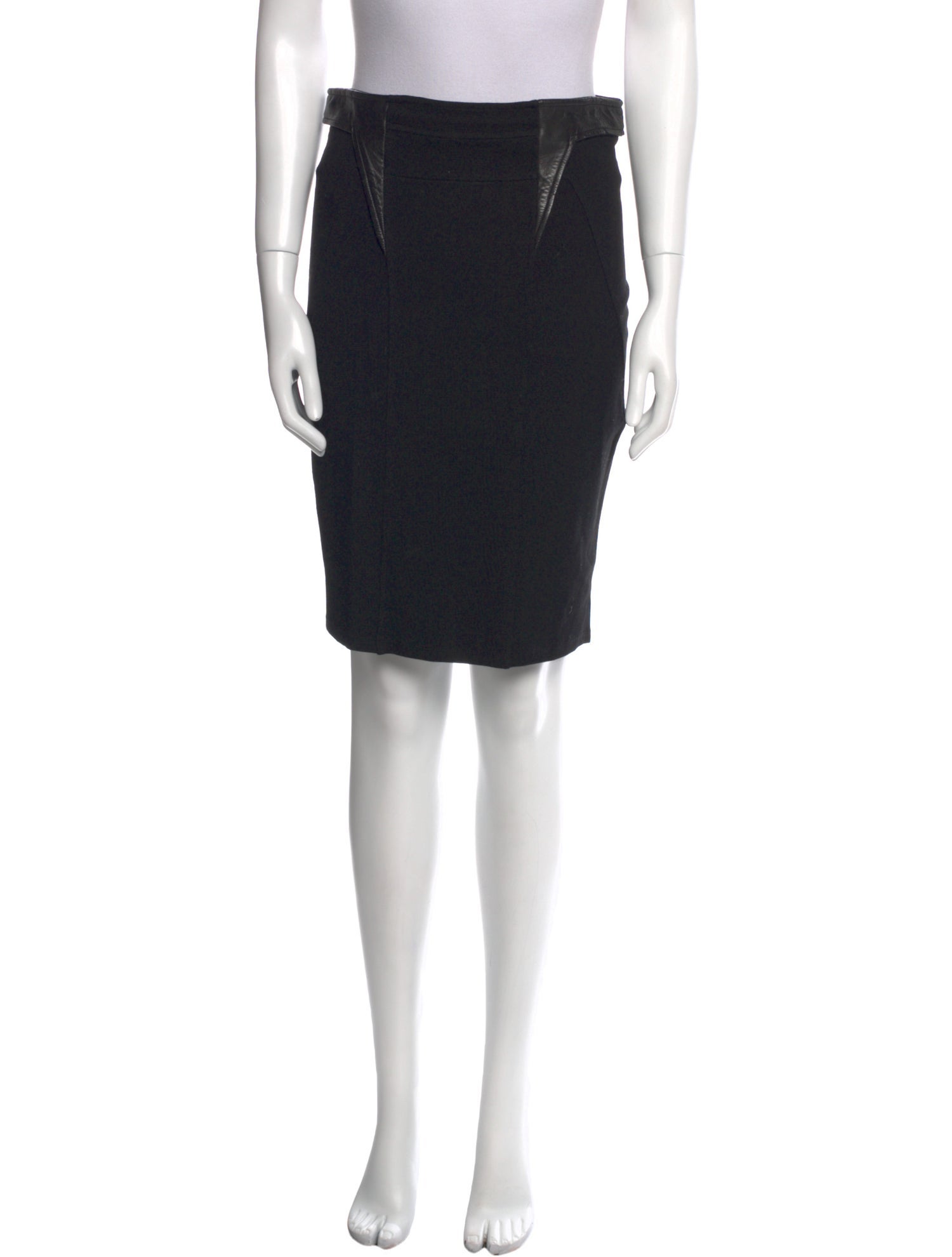 Givenchy Leather Trim Embellishment Knee-Length Skirt