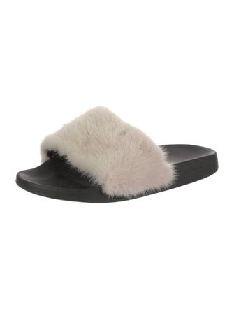 Givenchy Fur Colorblock Pattern Slides