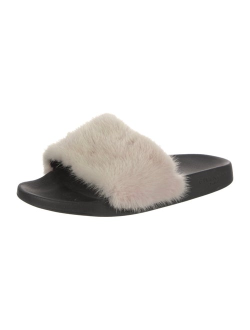 Givenchy Fur Colorblock Pattern Slides