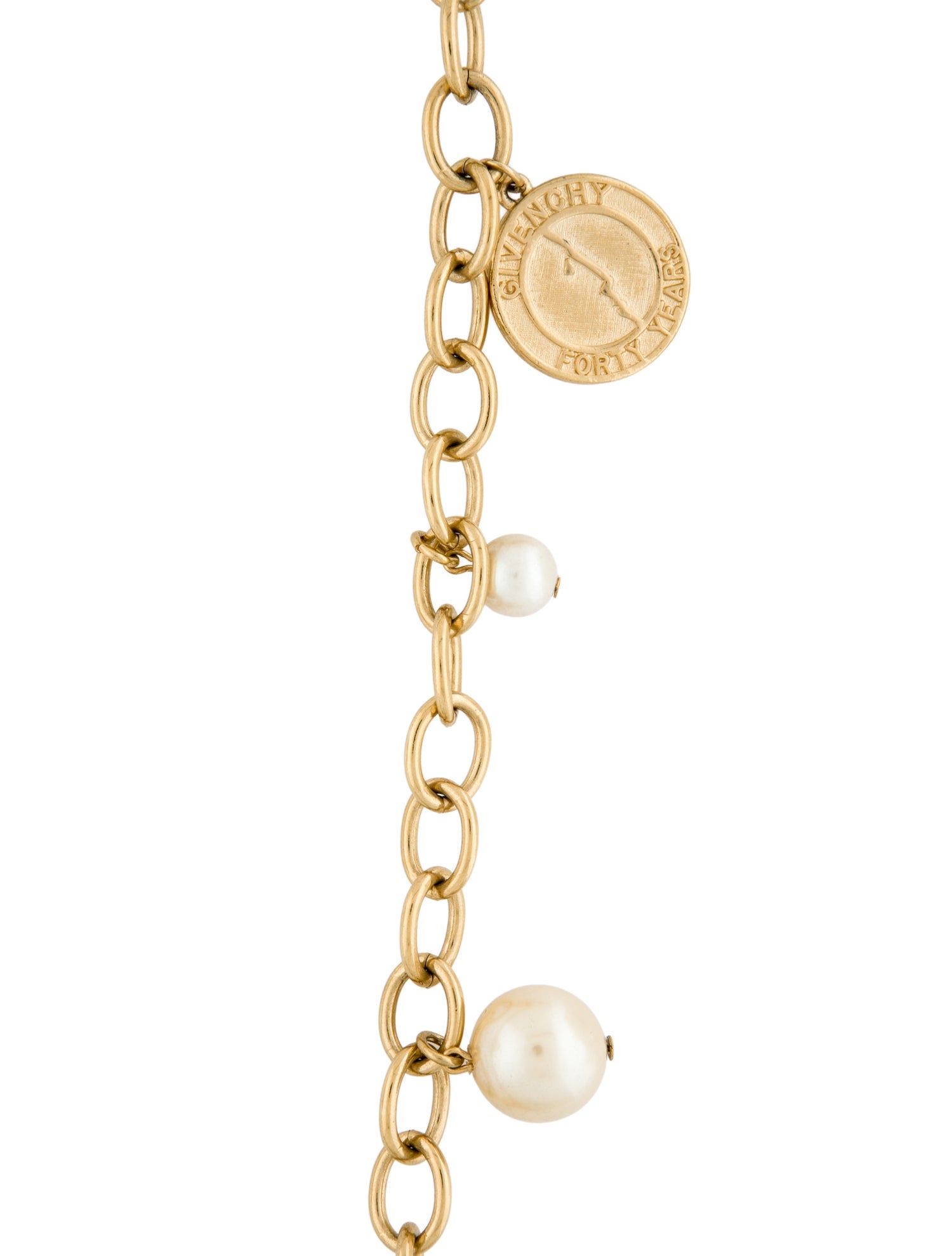 Givenchy Faux Pearl Medallion 40th Anniversary Chain Necklace