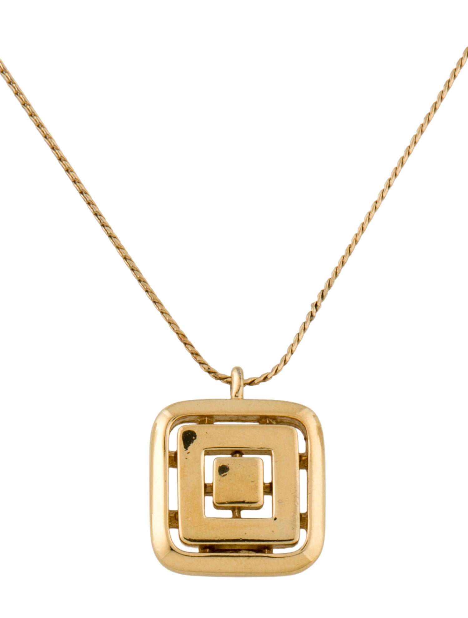 Givenchy Vintage Square Pendant Necklace