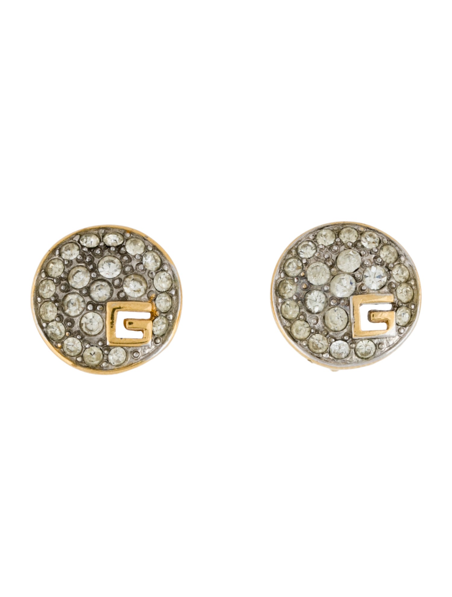 Givenchy Vintage Crystal 'G' Clip-On Earrings