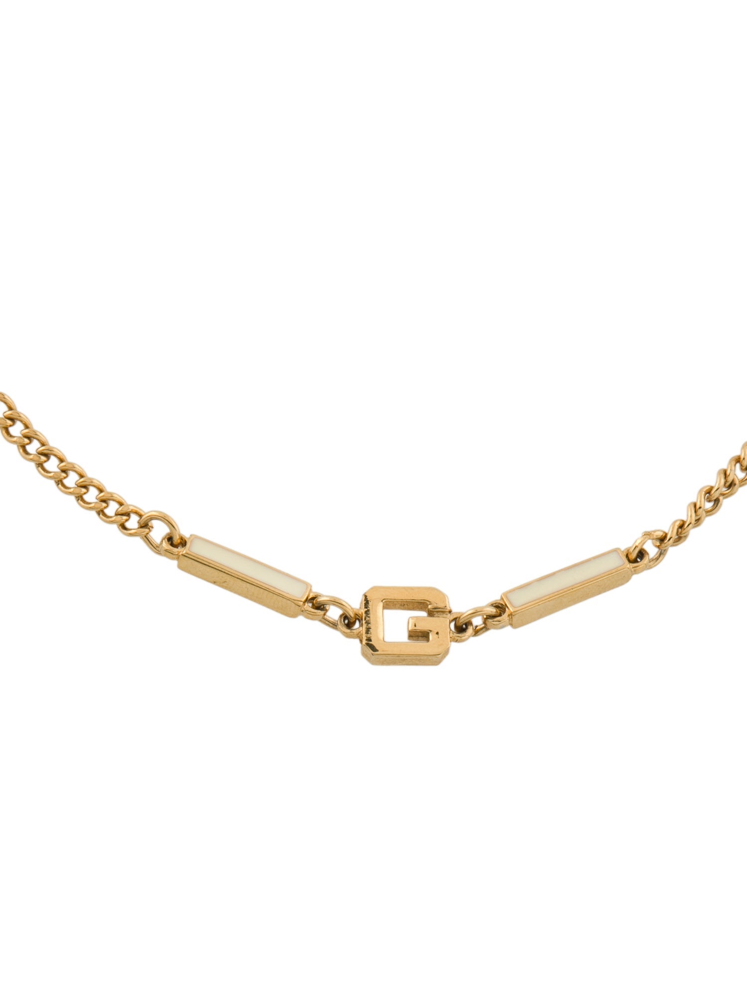 Givenchy Vintage Enamel G Station Necklace
