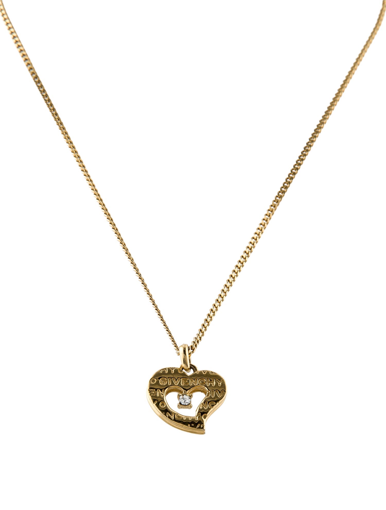 Givenchy Crystal Heart Pendant Necklace