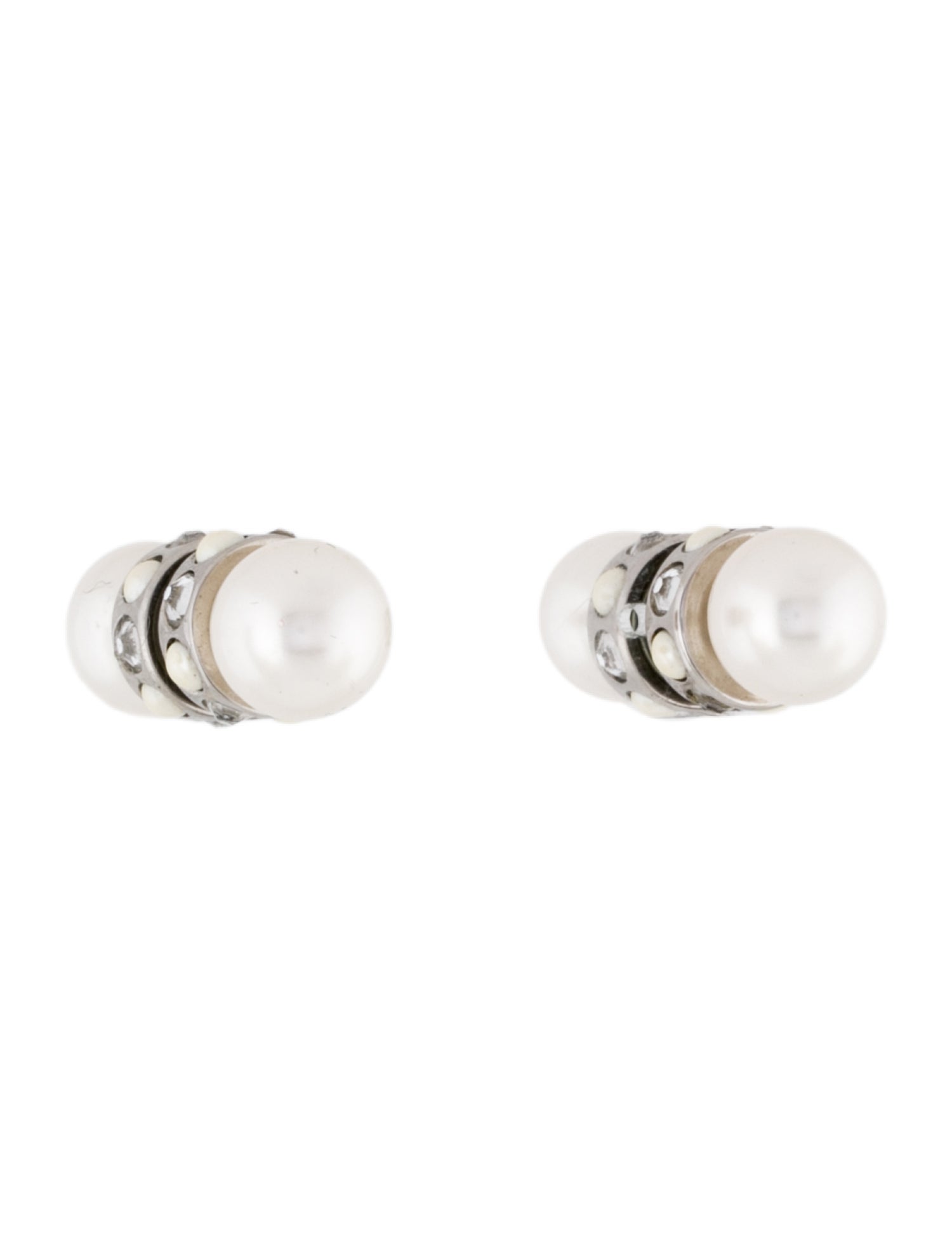 Givenchy Faux Pearl & Crystal Magnetic Stud Earrings