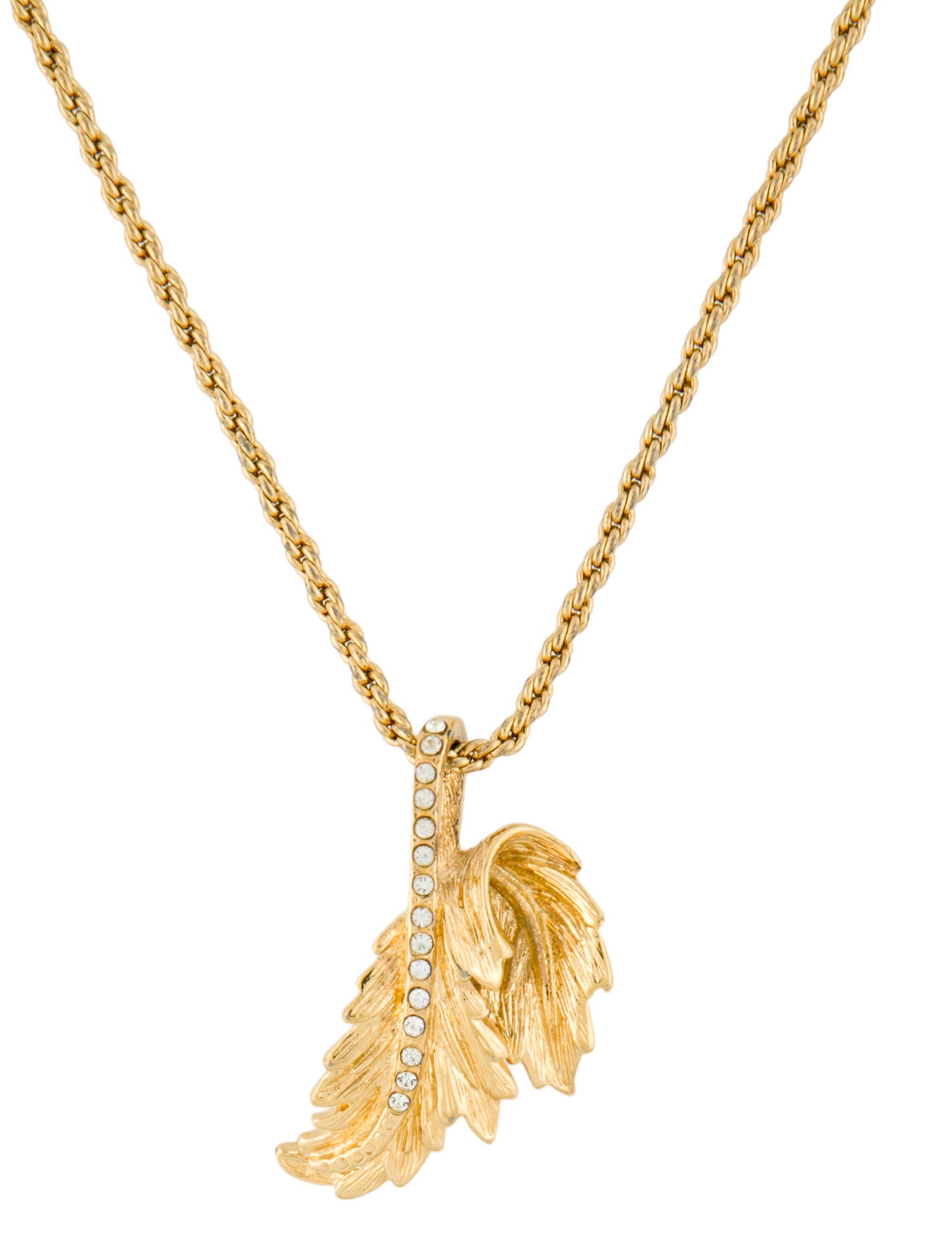 Givenchy Crystal Leaf Pendant Necklace