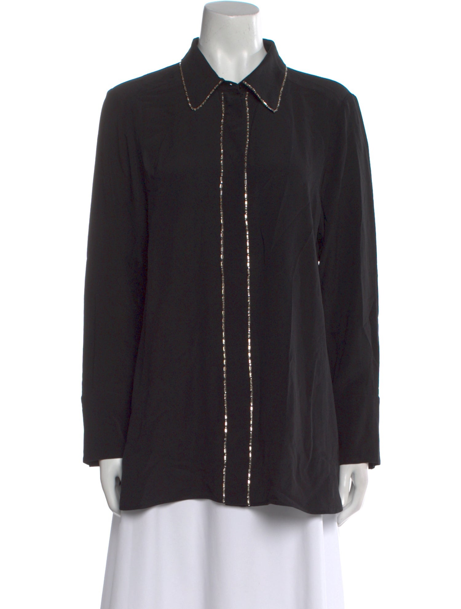 Givenchy Silk Long Sleeve Button-Up Top