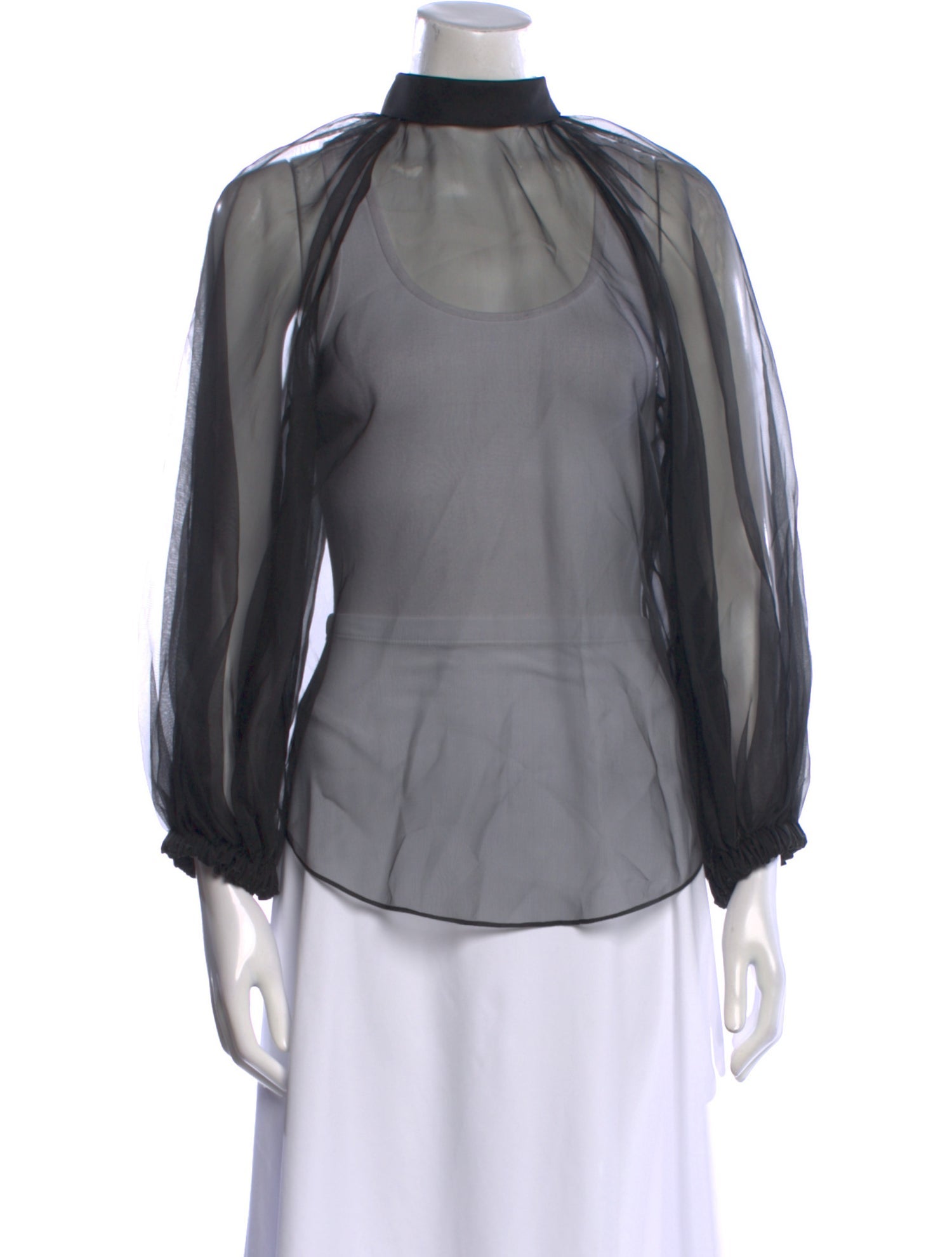 Givenchy Mock Neck Three-Quarter Sleeve Blouse