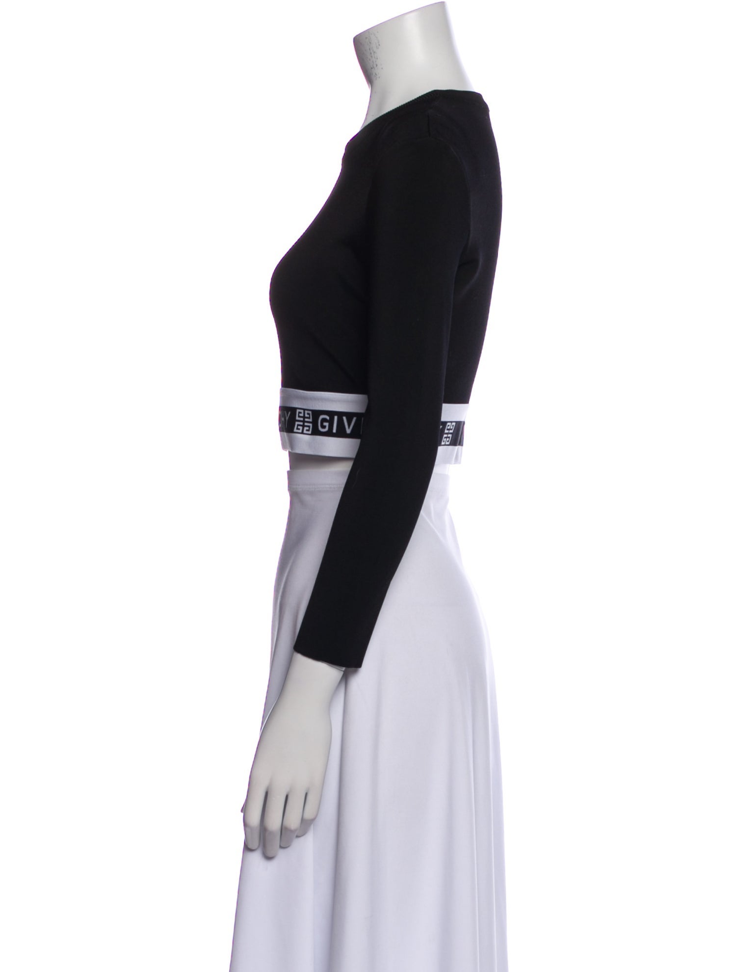 Givenchy Crew Neck Three-Quarter Sleeve Crop Top