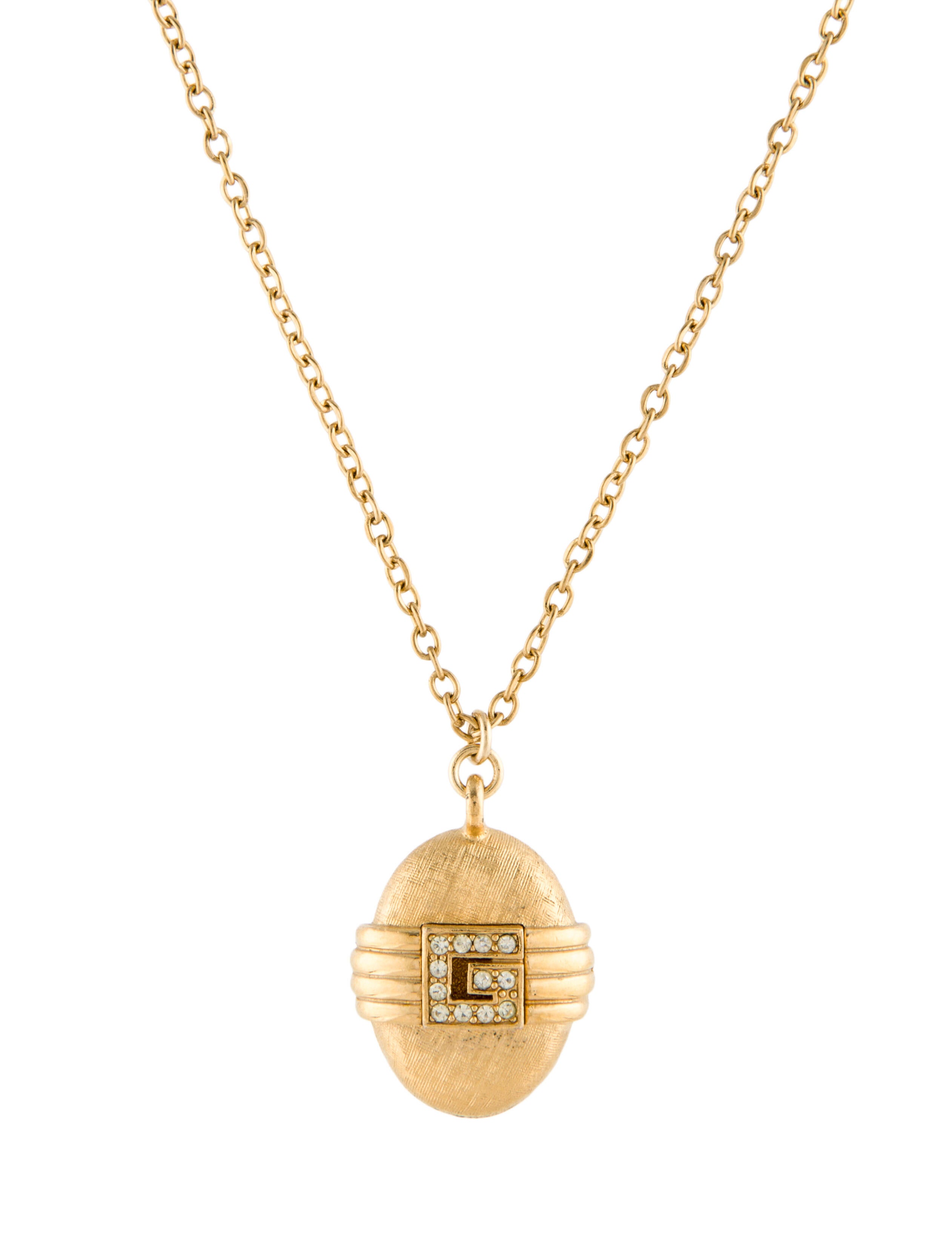 Givenchy Vintage Crystal G Pendant Necklace