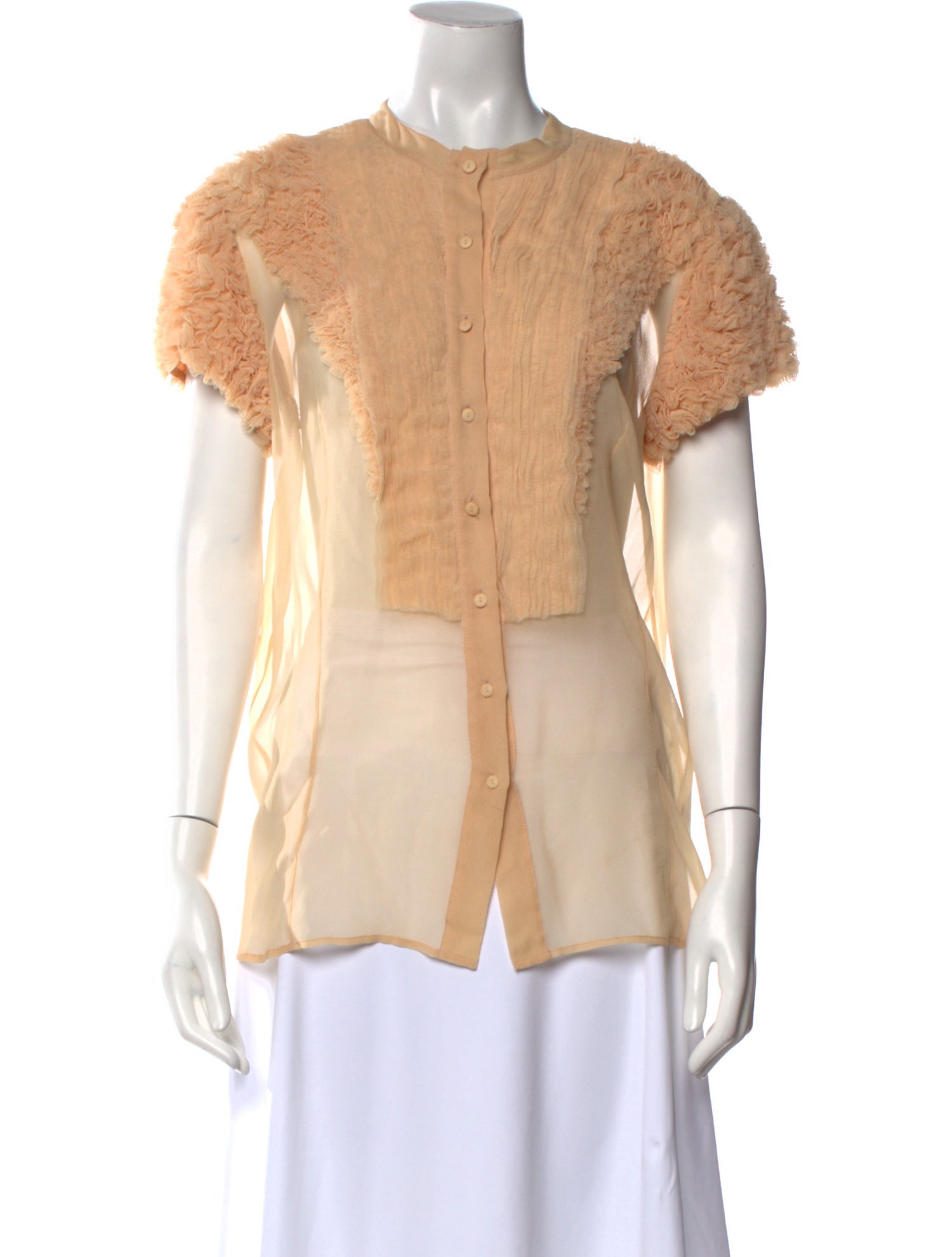 Givenchy Silk Crew Neck Button-Up Top