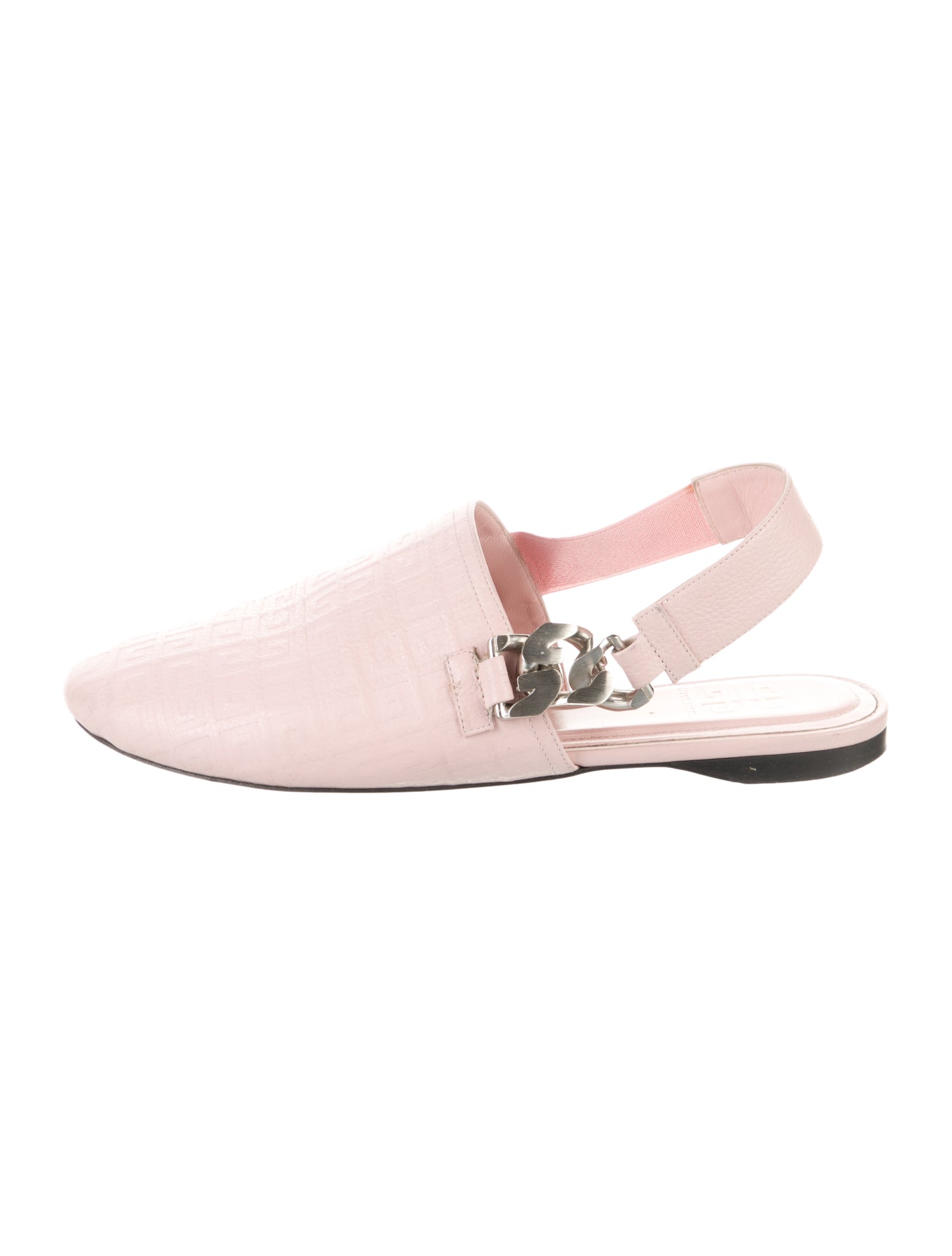 Givenchy Leather Chain-Link Accents Slingback Flats