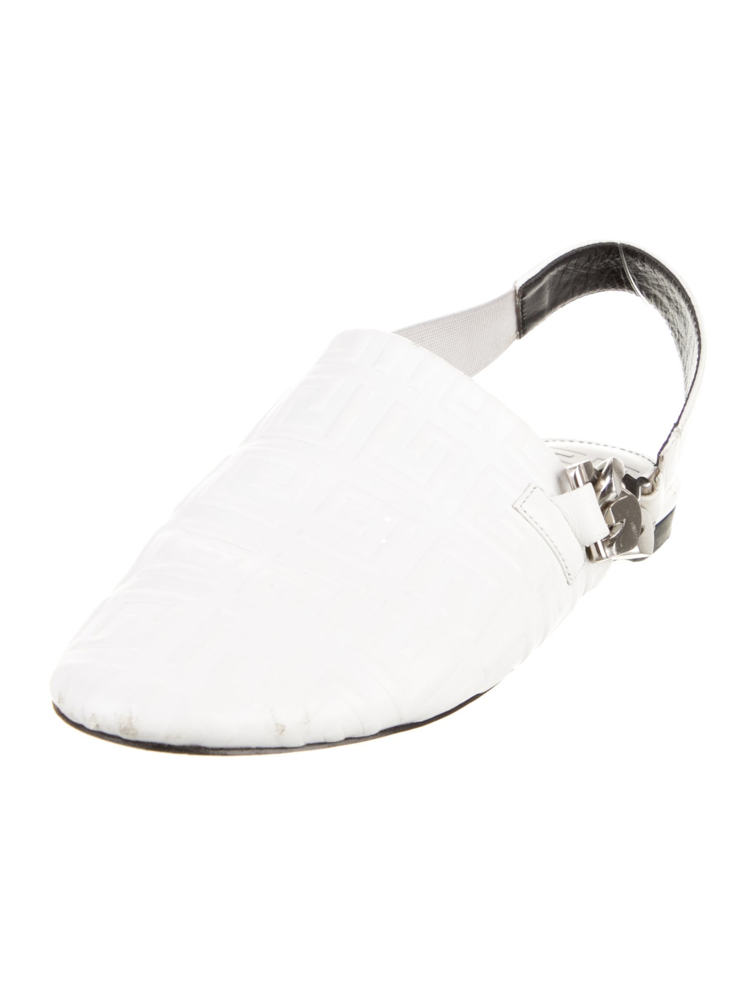 Givenchy Leather Chain-Link Accents Slingback Flats