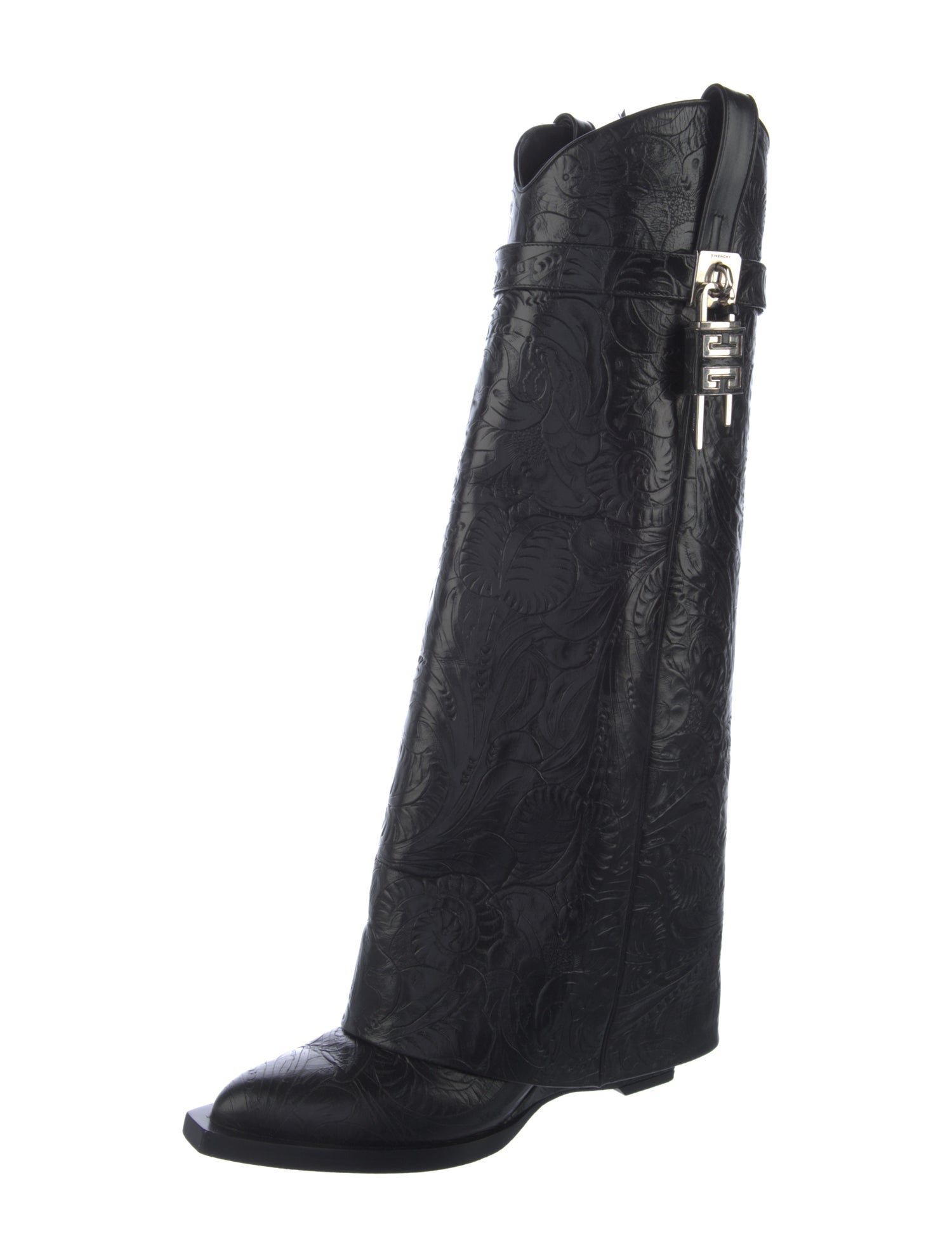 Givenchy Leather Animal Print Riding Boots