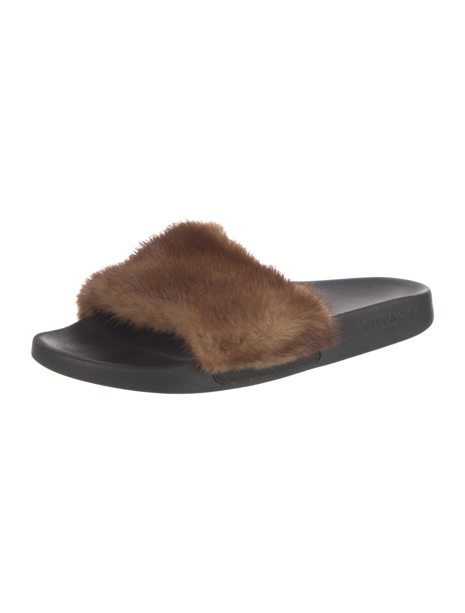 Givenchy Fur Colorblock Pattern Slides