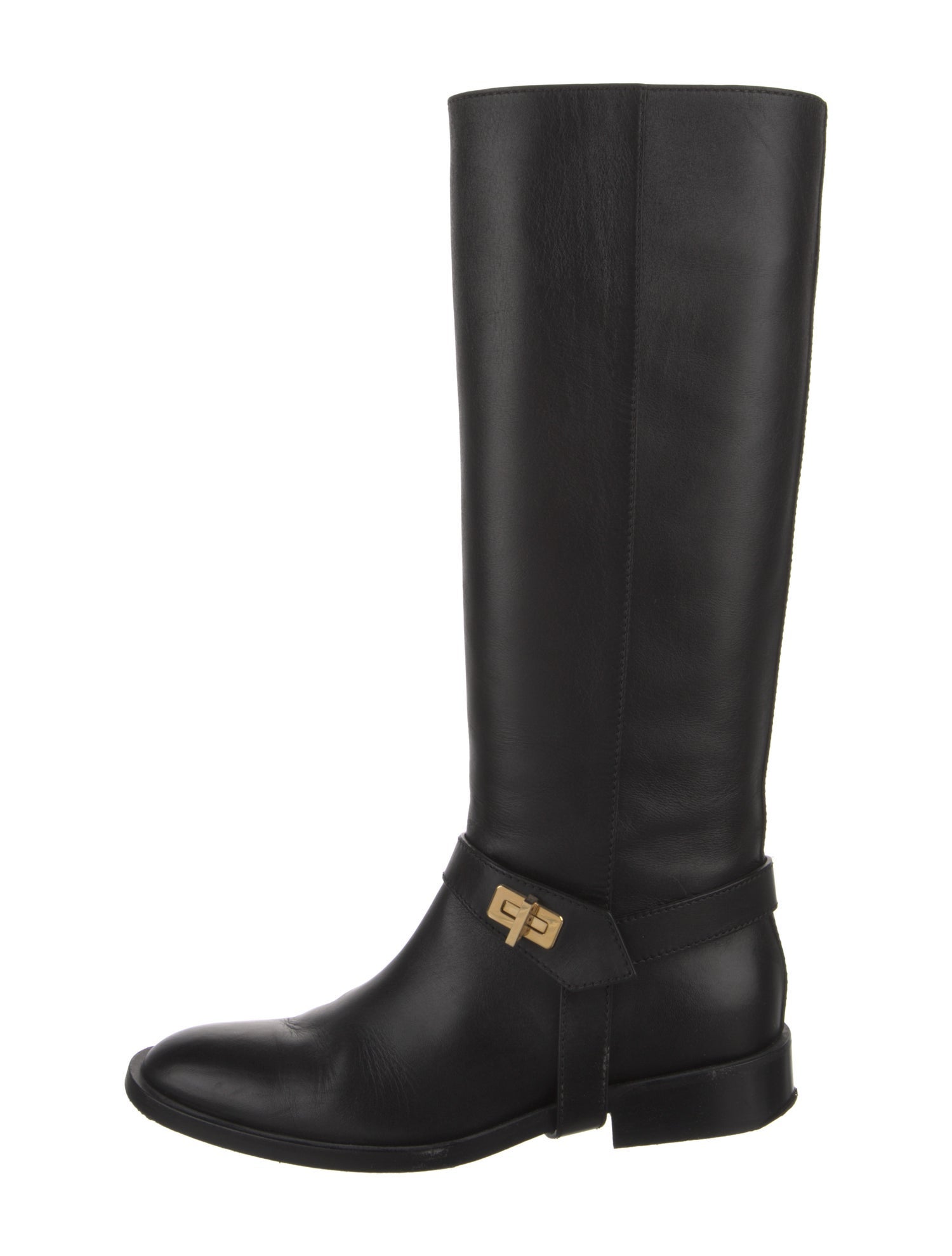 Givenchy Leather Chain-Link Accents Riding Boots