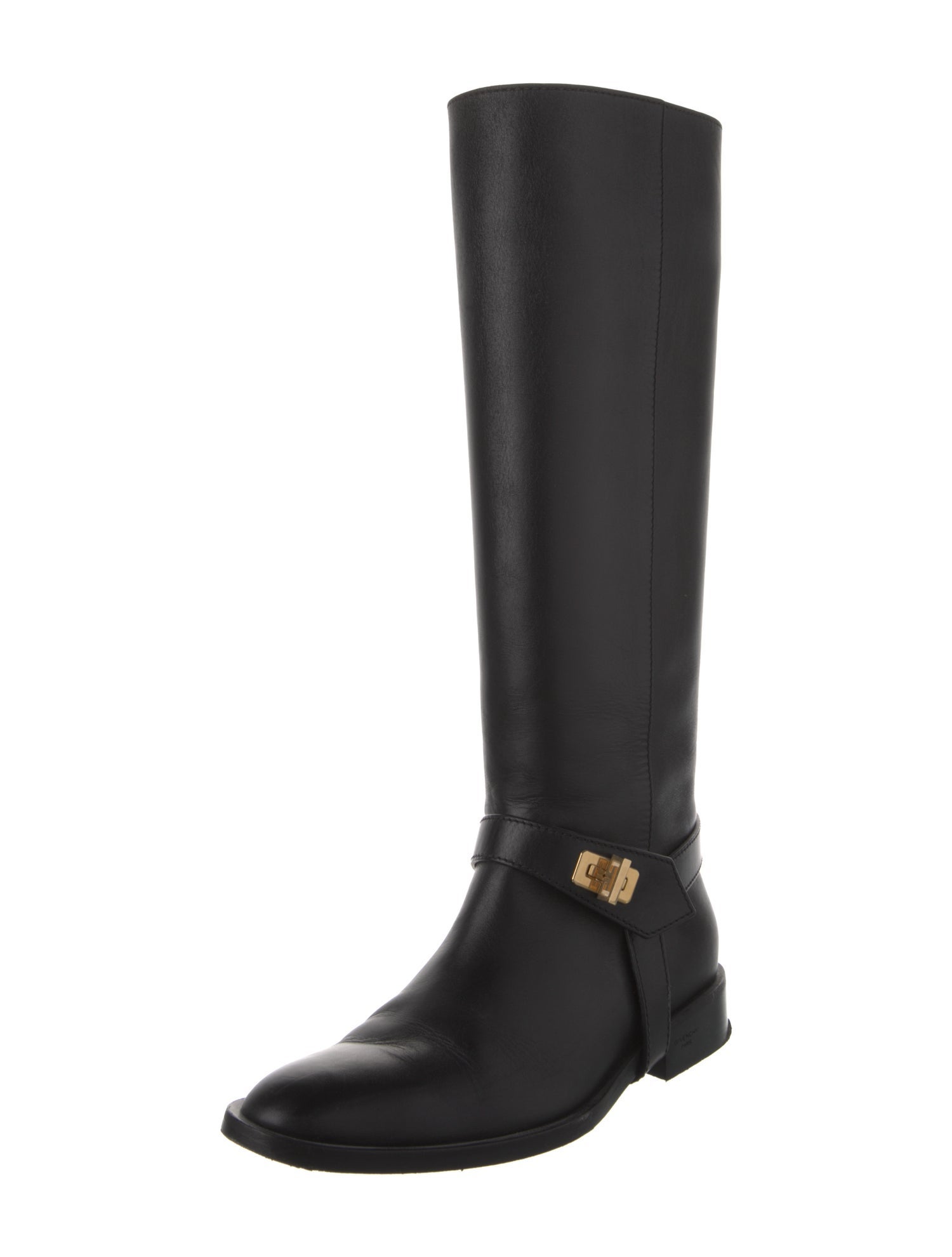 Givenchy Leather Chain-Link Accents Riding Boots
