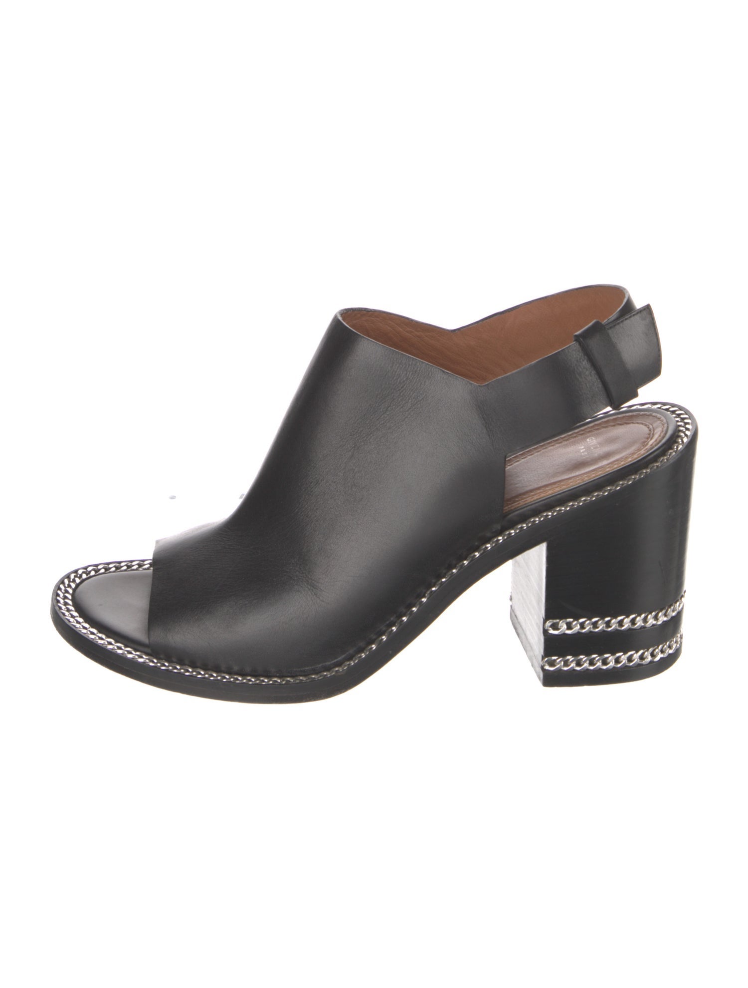 Givenchy Leather Chain-Link Accents Slingback Pumps