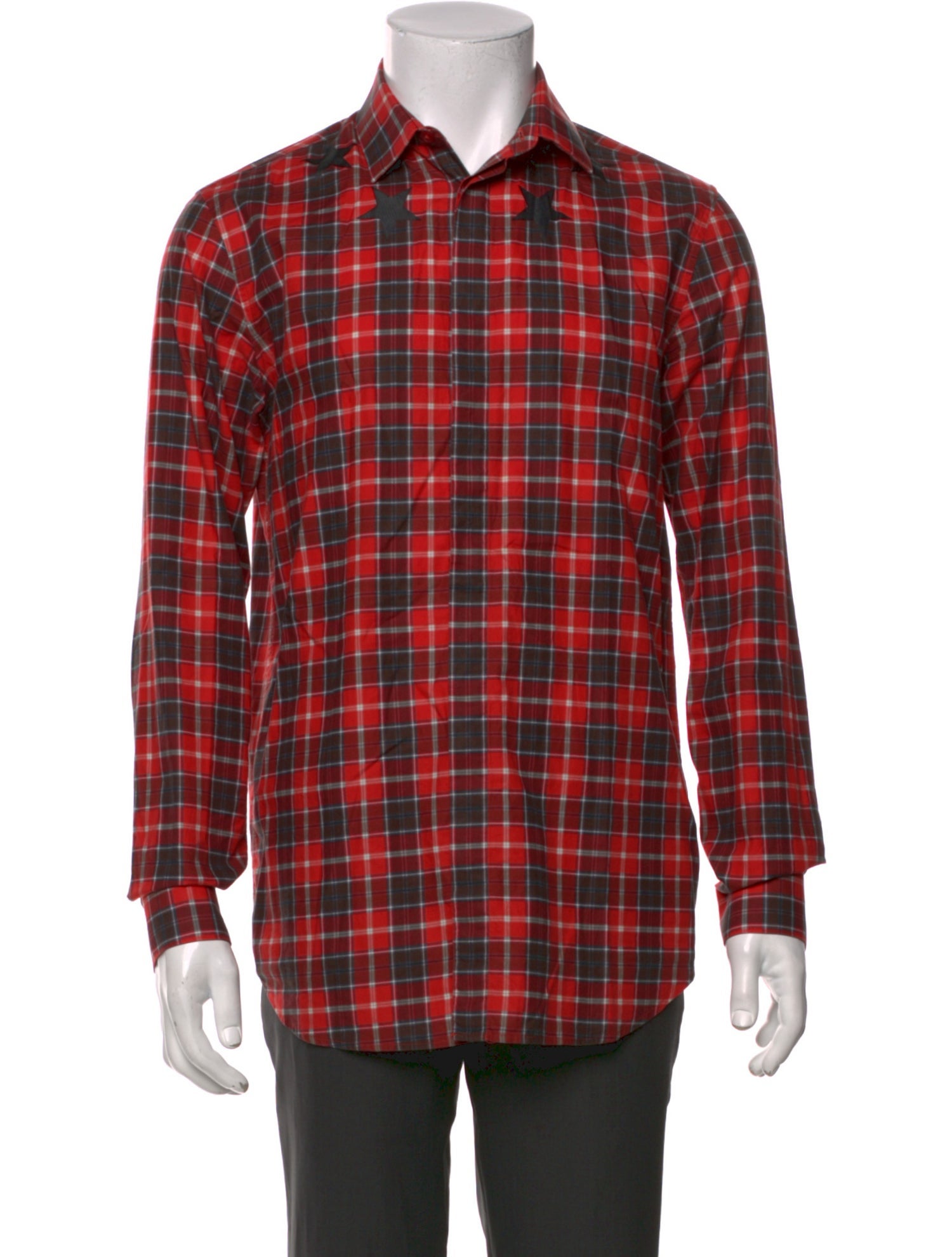 Givenchy Plaid Print Long Sleeve Dress Shirt