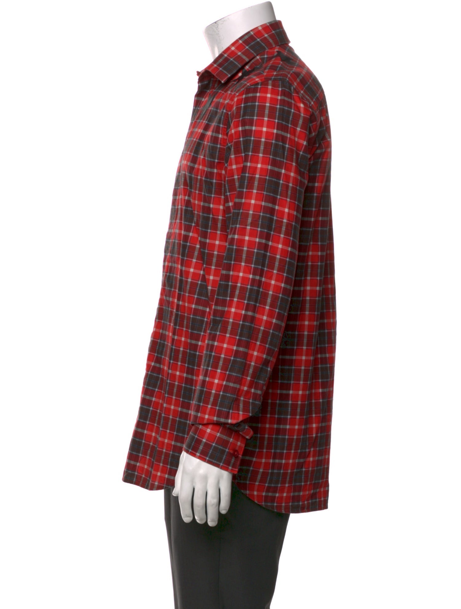 Givenchy Plaid Print Long Sleeve Dress Shirt