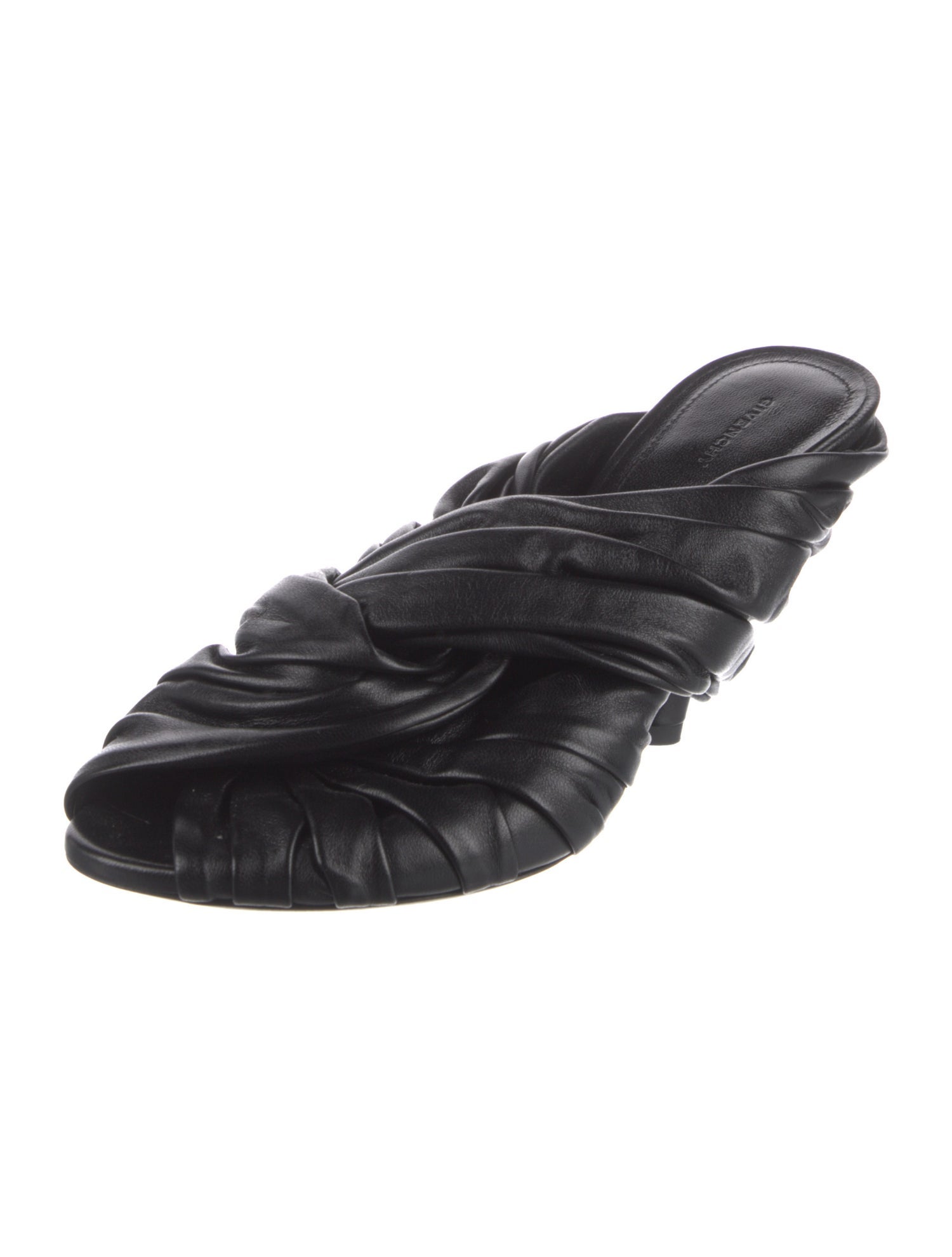 Givenchy Leather Pleated Accents Mules